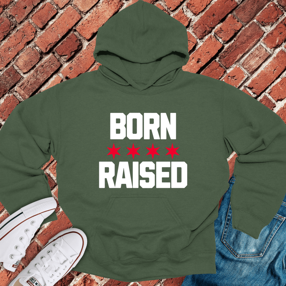 Chicago Born Raised Hoodie - Military Green