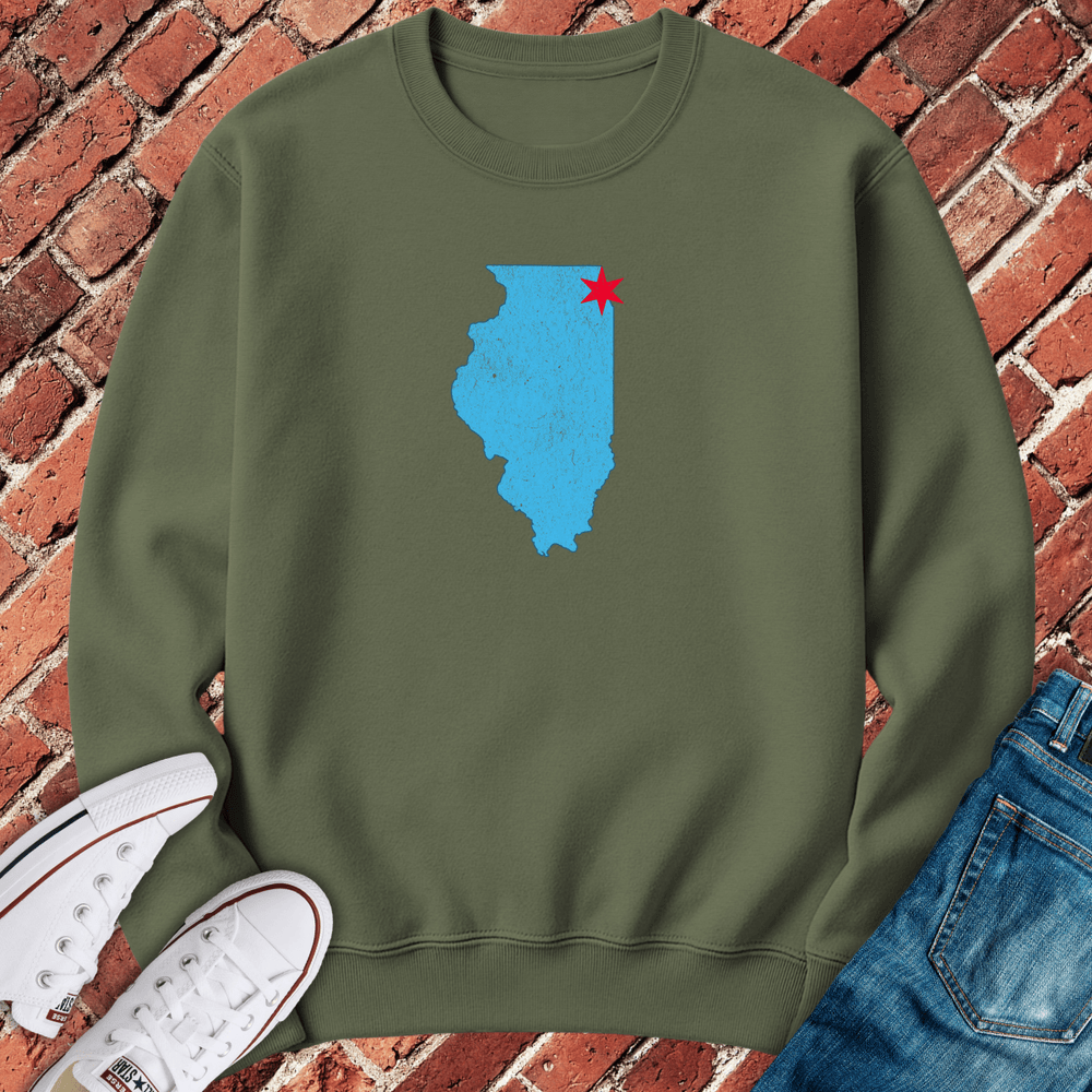Illinois Star Map Crewneck - Military Green