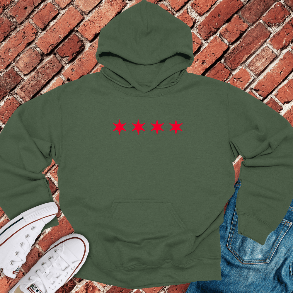 Six Point Stars Hoodie - Military Green