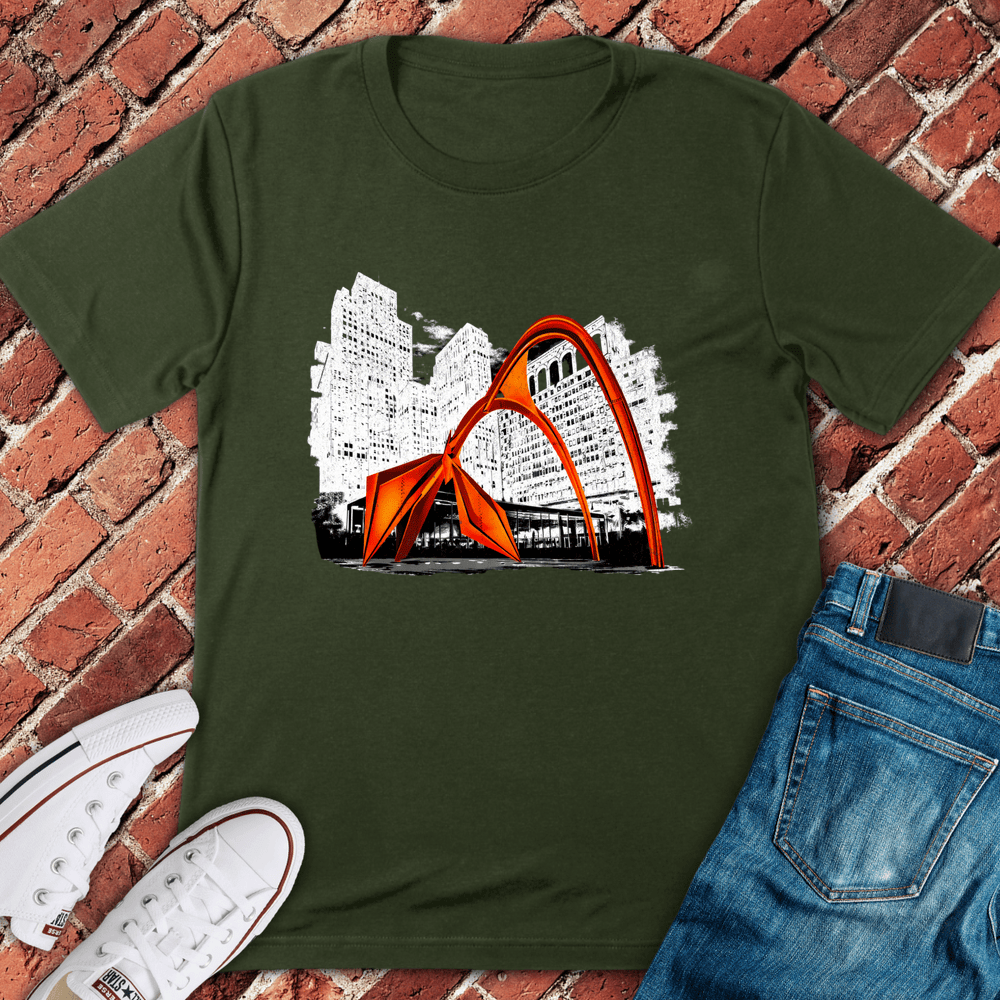 Flamingo Sculpture T-Shirt - Military Green