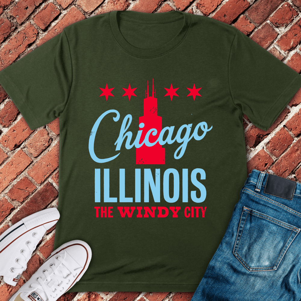 Chicago Illinois T-Shirt - Military Green