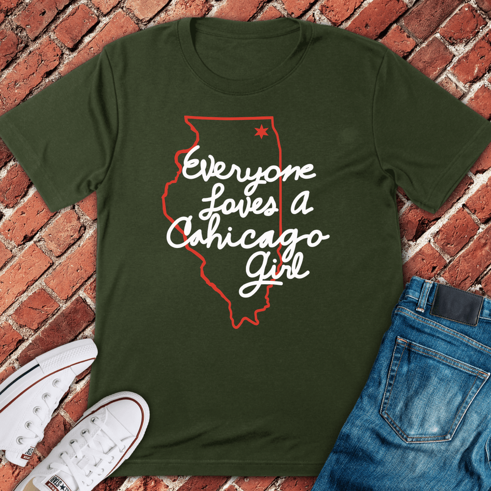 Chicago Girl Love T-Shirt - Military Green