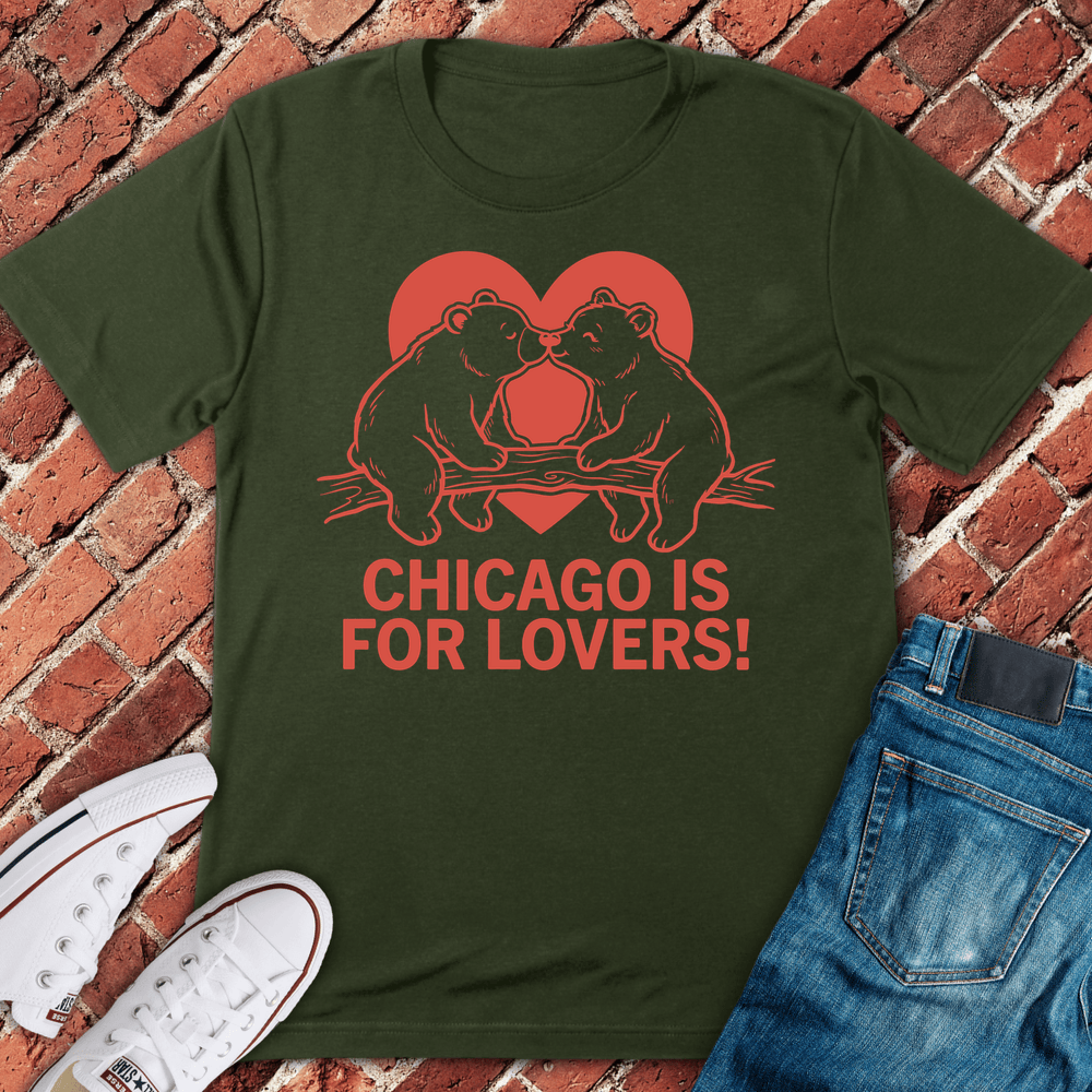 Chicago Bear Love T-Shirt - Military Green