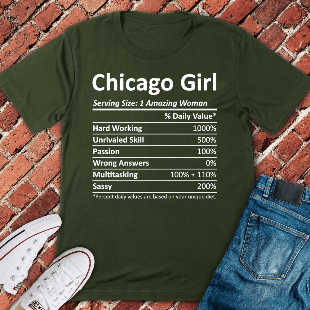 Chicago Girl Facts T-Shirt - Military Green