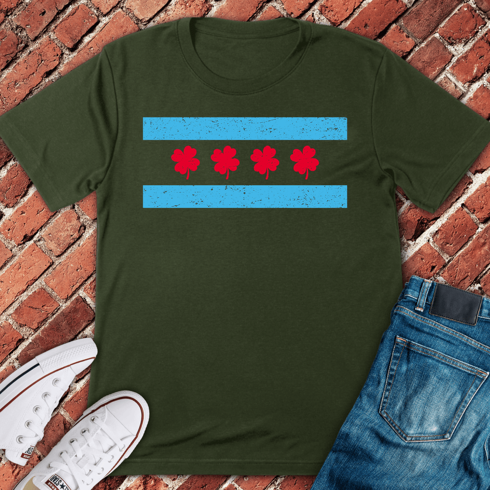 Crimson Clover Row T-Shirt - Military Green