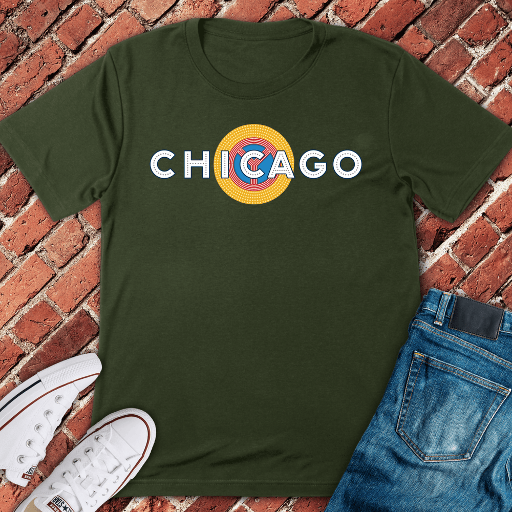 Chicago Dot Emblem T-Shirt - Military Green