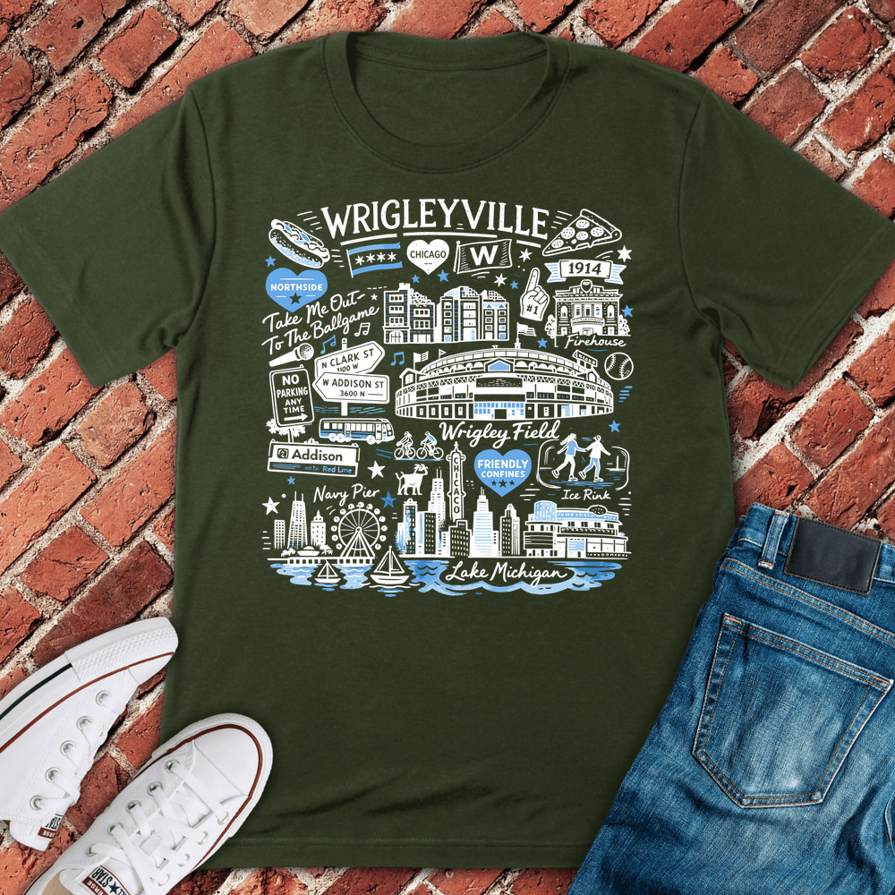 Wrigleyville Icons T-Shirt - Military Green