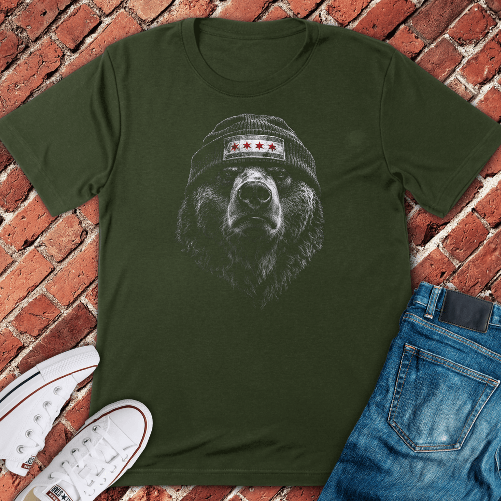 Chi Town Bear T-Shirt - Military Green