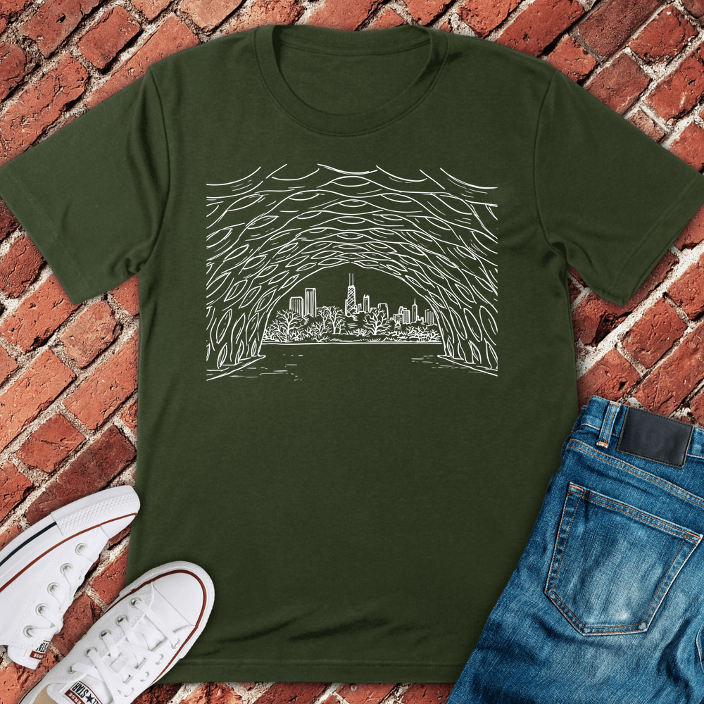 Chicago Skyline Tunnel T-Shirt - Military Green
