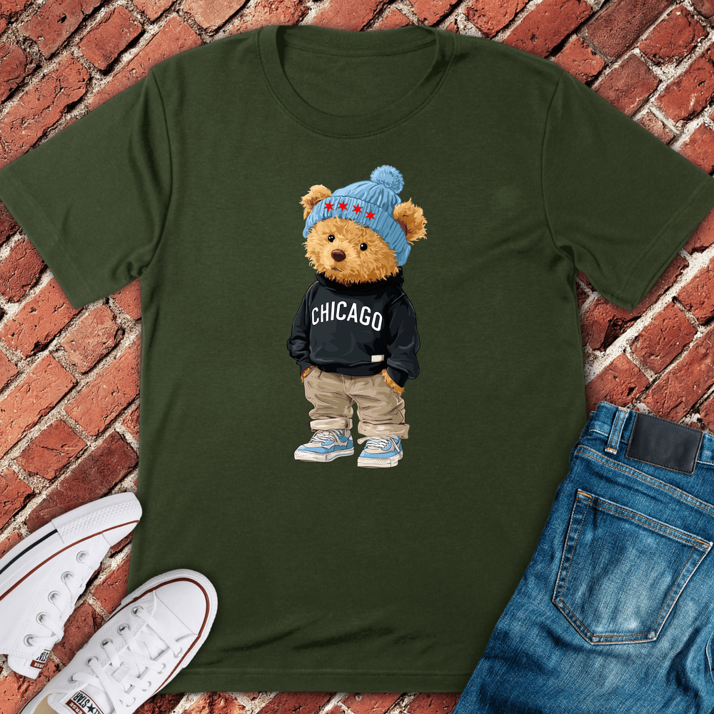 Chicago Cub Bear T-Shirt - Military Green
