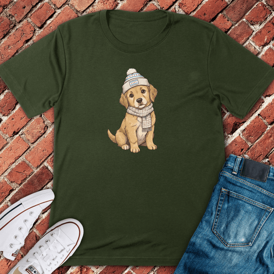 Winter Pup Charm T-Shirt - Military Green