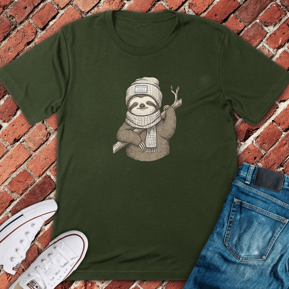 Cozy Sloth Vibes T-Shirt - Military Green