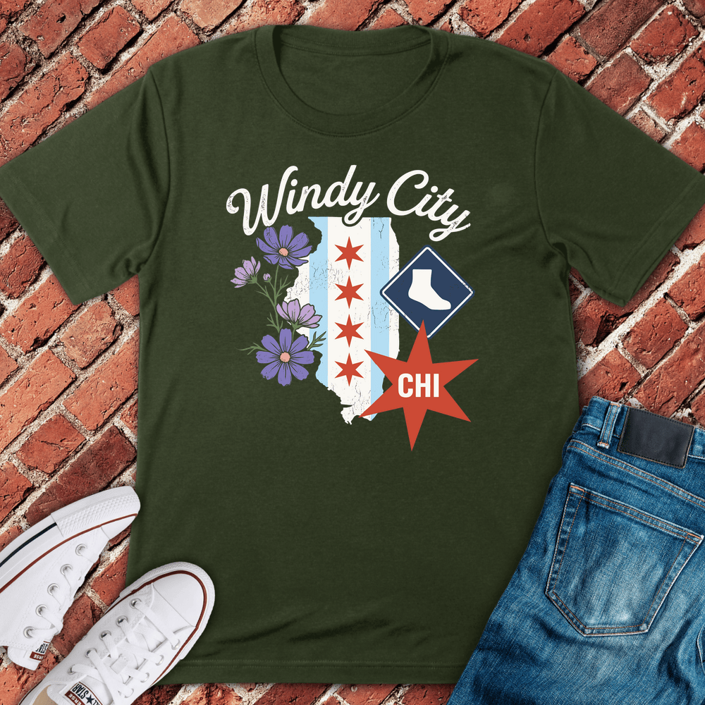 Windy Bloom Chi T-Shirt - Military Green
