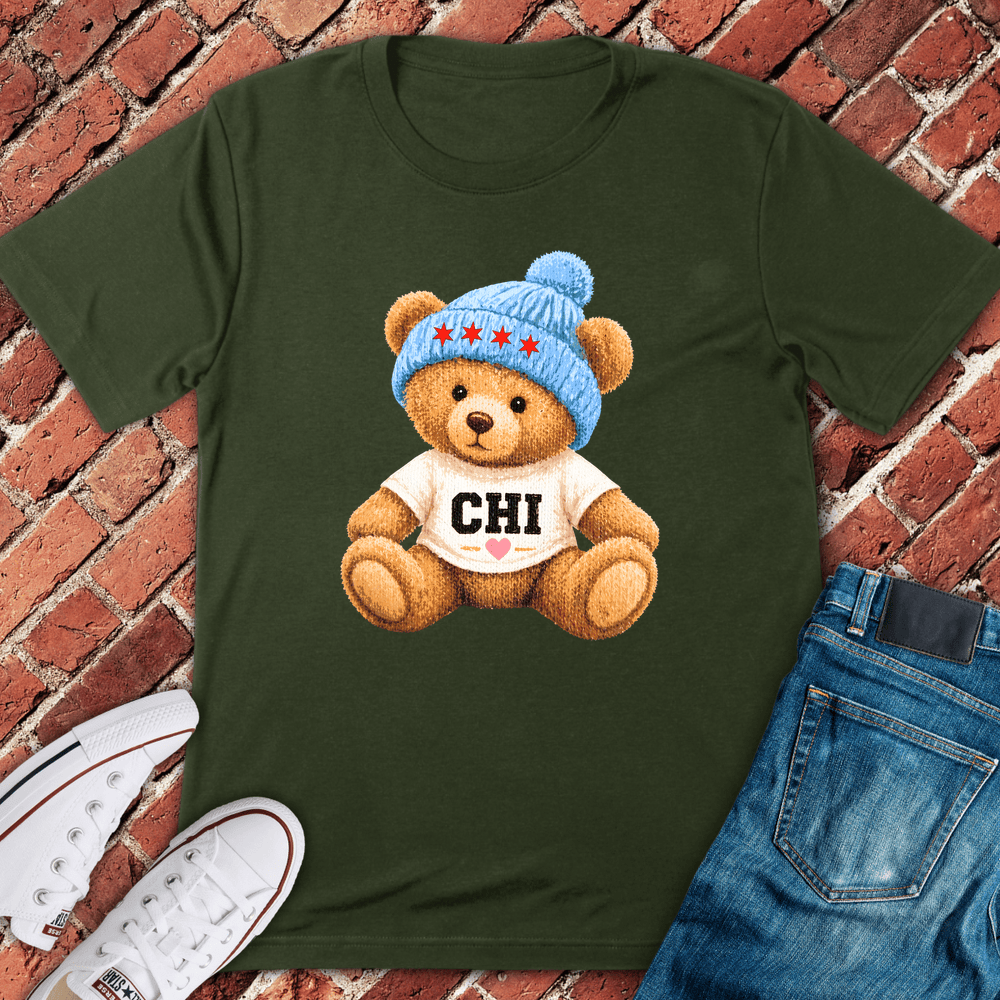 Chicago Love Bear T-Shirt - Military Green