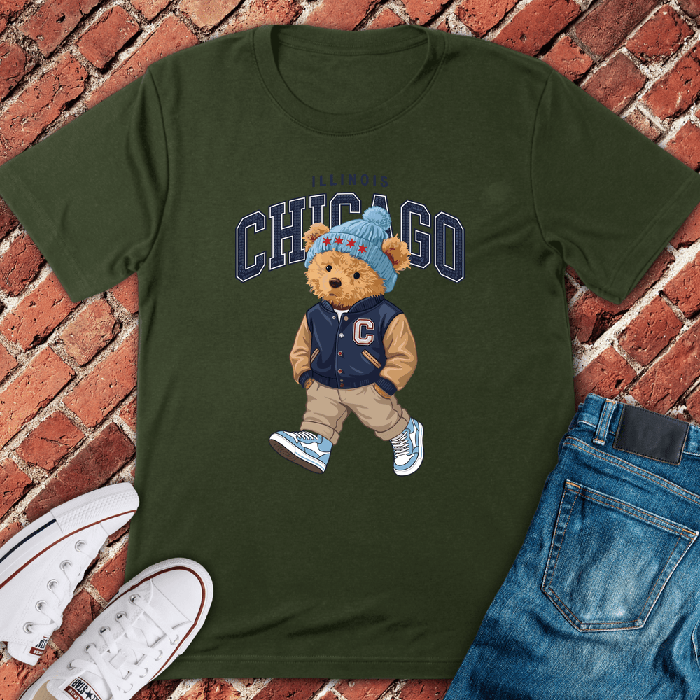 Chicago Cub Bear T-Shirt - Military Green