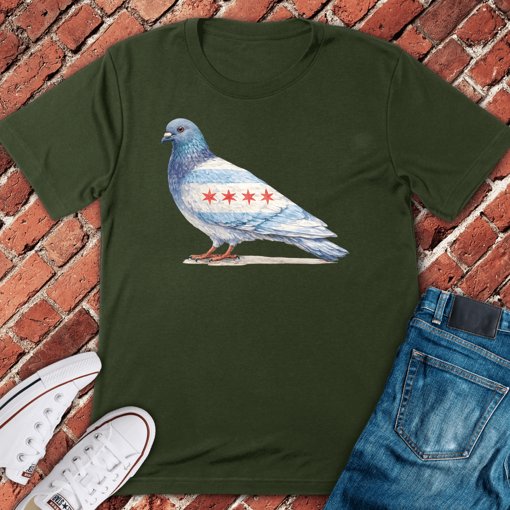 Chi Flag Pigeon T Shirt - Military Green