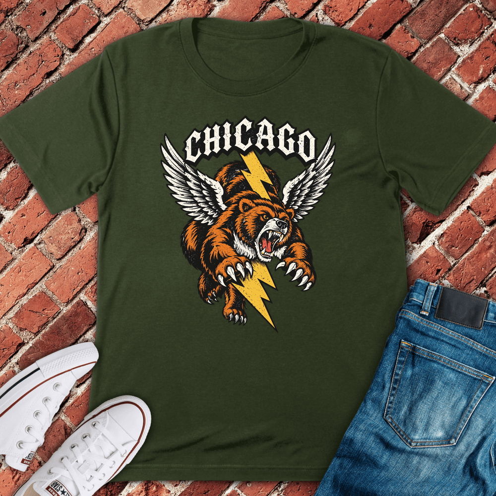 Chicago Bear Bolt T-Shirt - Military Green
