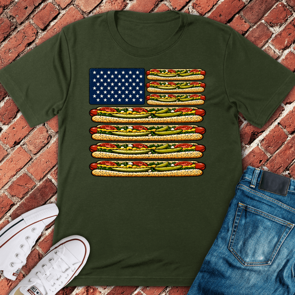 Chicago Dog Flag T-Shirt - Military Green