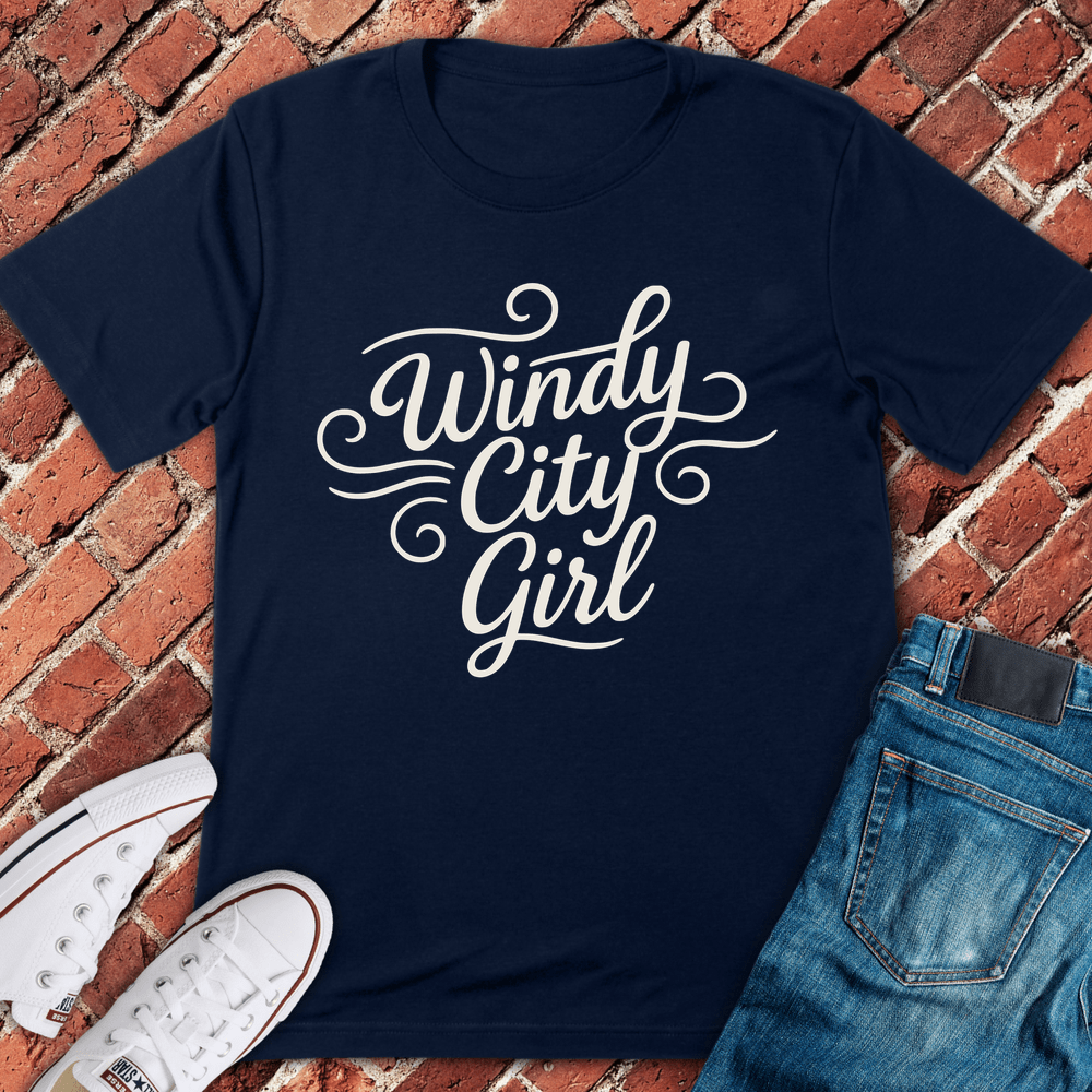 Windy Girl Script T-Shirt - Navy
