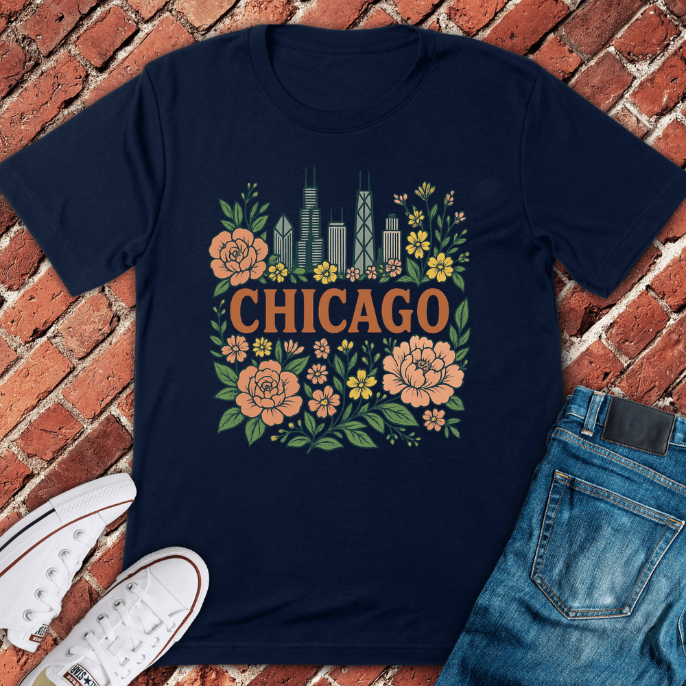 Floral Skyline T-Shirt - Navy