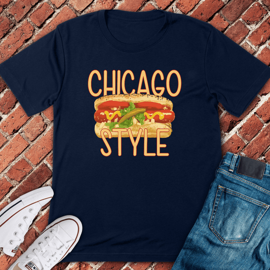 Chicago Style Dog T-Shirt - Navy