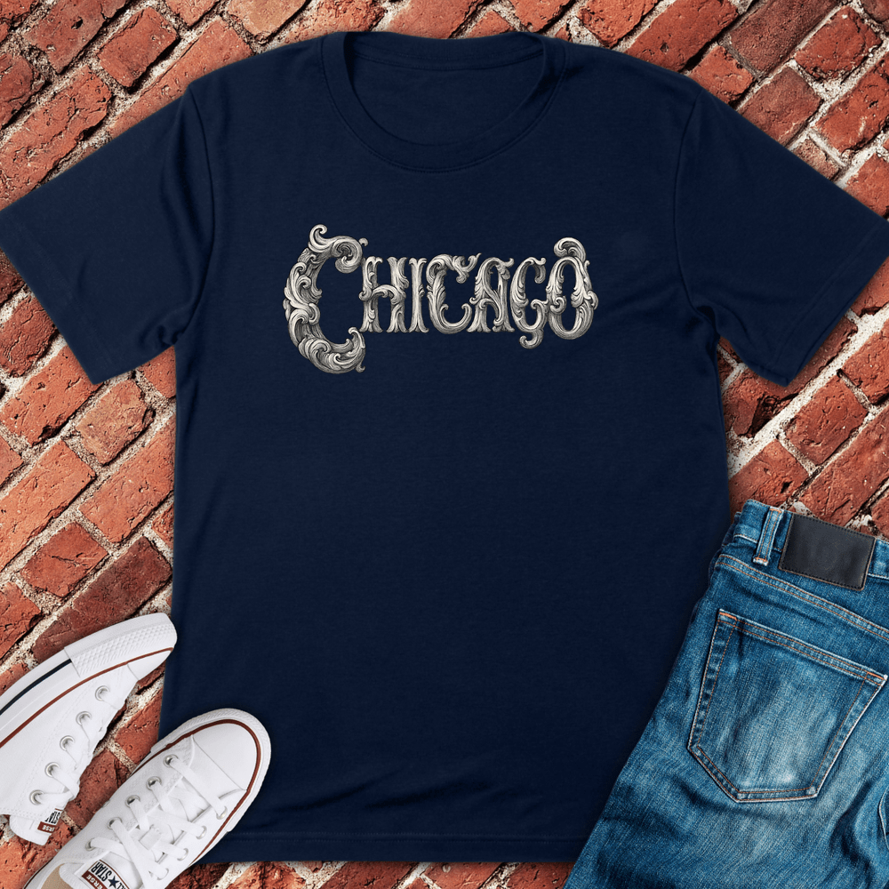 Ornate Chicago T-Shirt - Navy