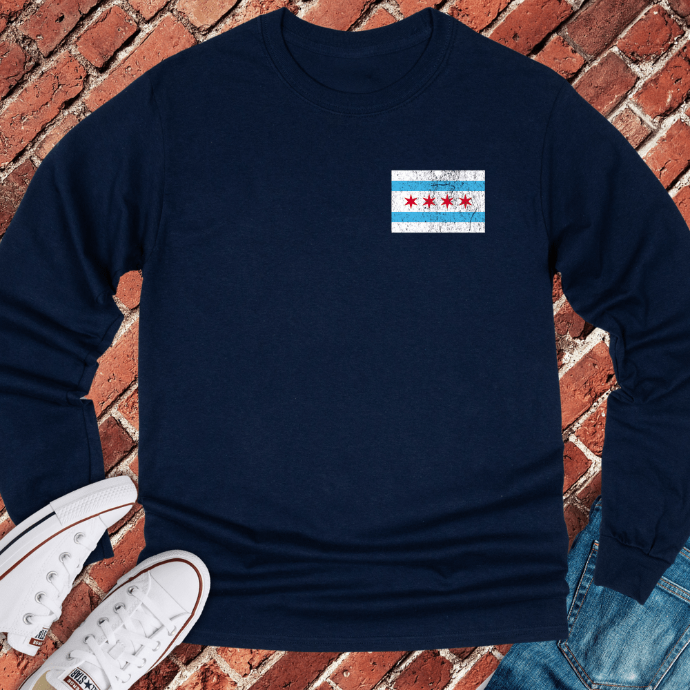 Chicago Flag Logo Long Sleeve - Navy