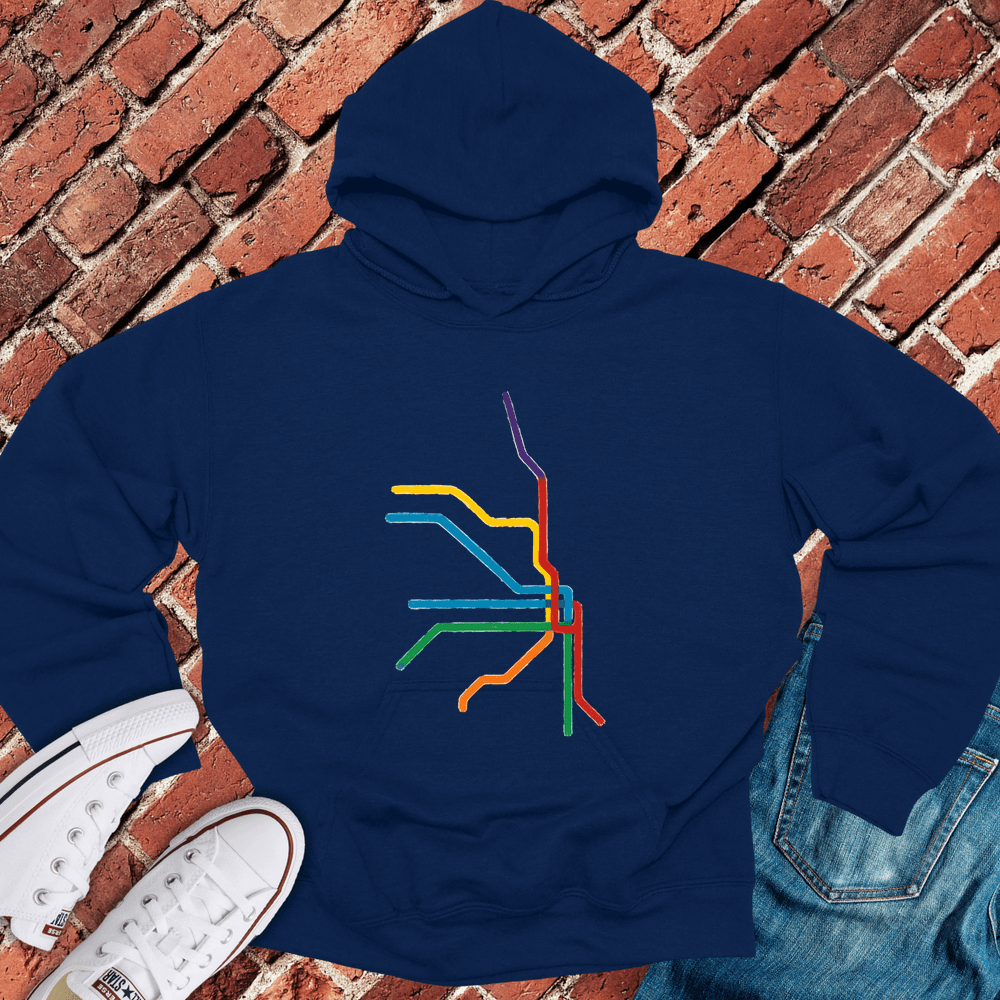 Abstract Train Lines Hoodie - Navy