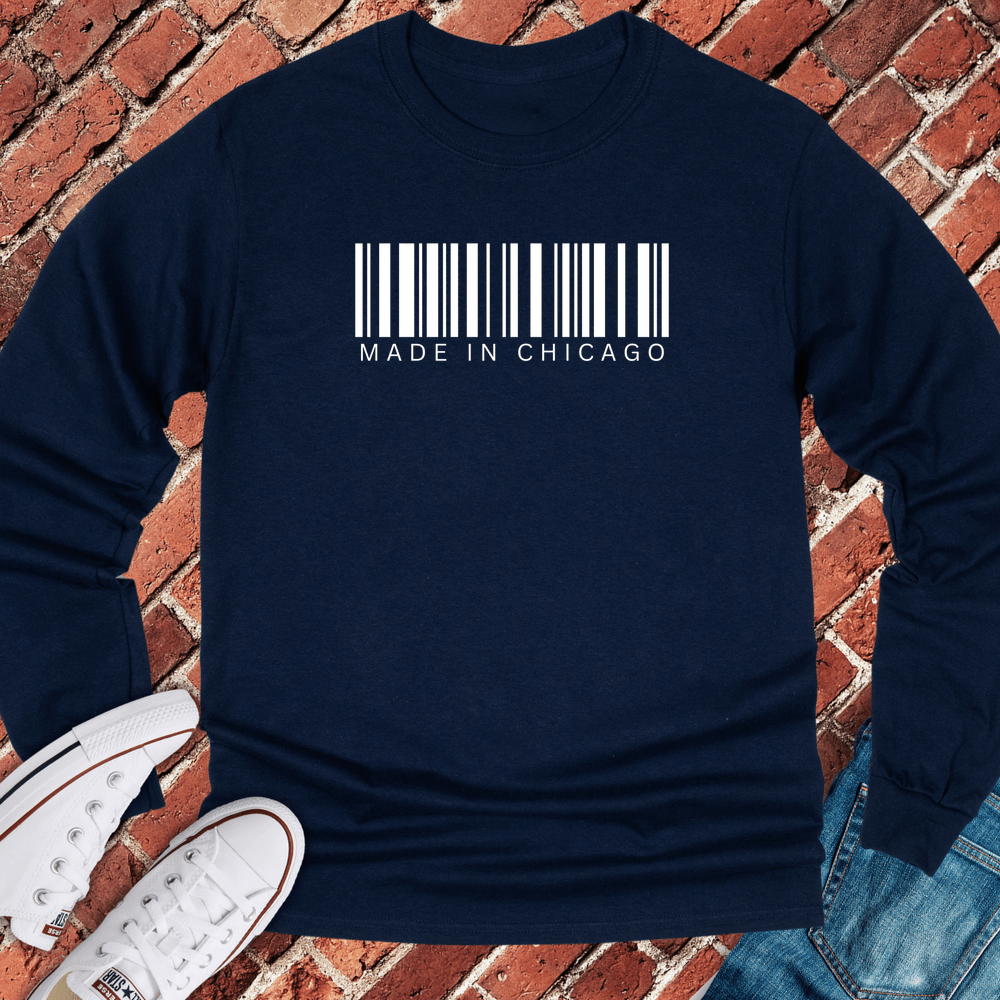 Chicago Barcode Long Sleeve - Navy