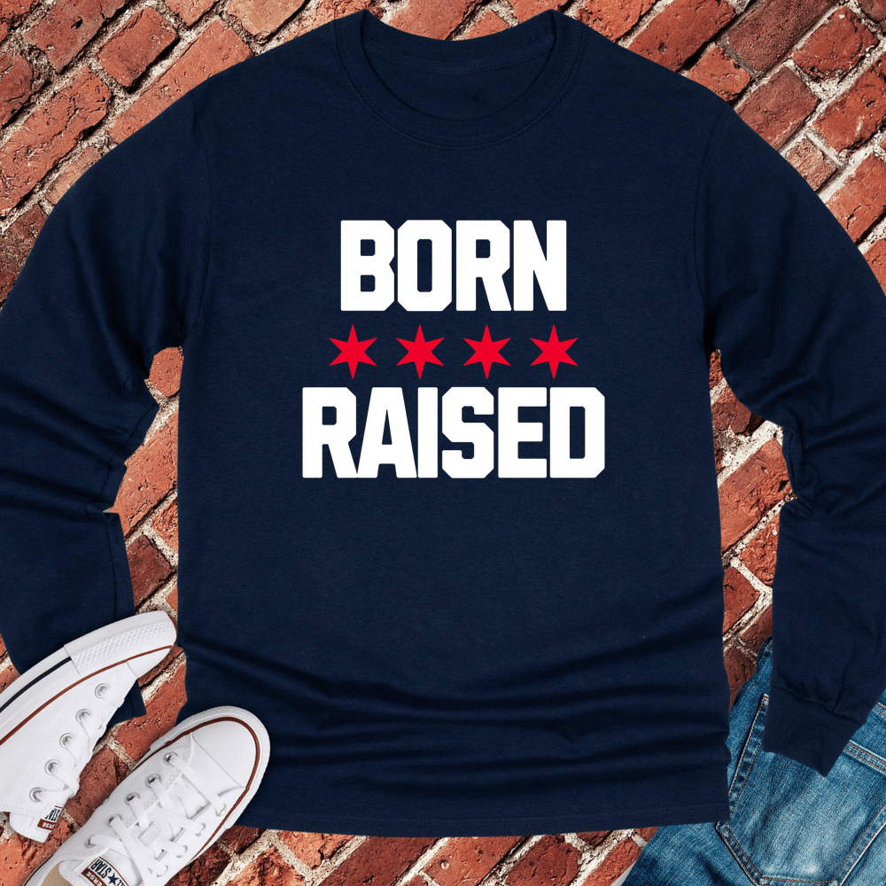 Chicago Born Raised Long Sleeve - Navy