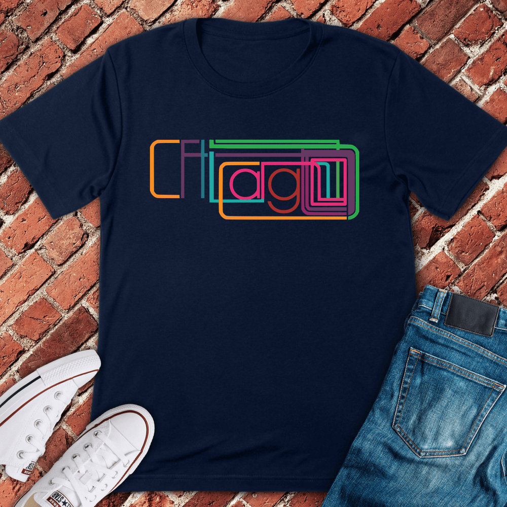 Chicago Train Font T-Shirt - Navy