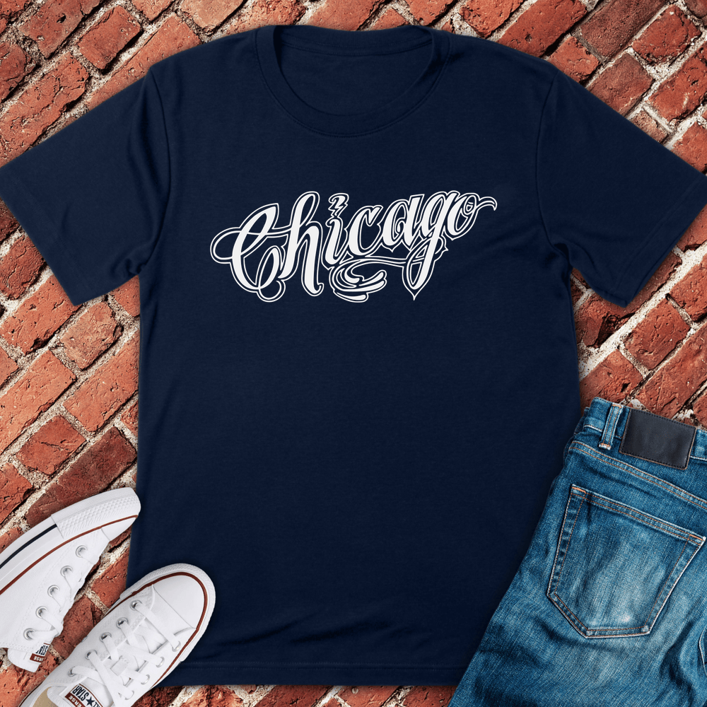 Chicago Calligraphy T-Shirt - Navy