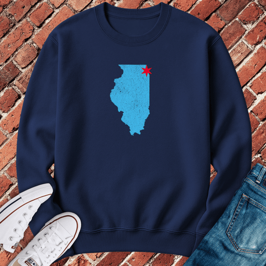 Illinois Star Map Crewneck - Navy