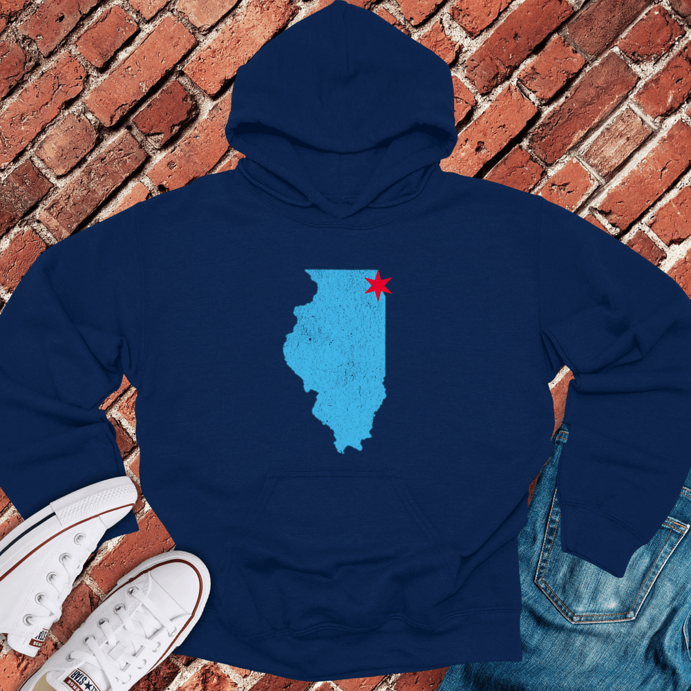 Illinois Star Map Hoodie - Navy