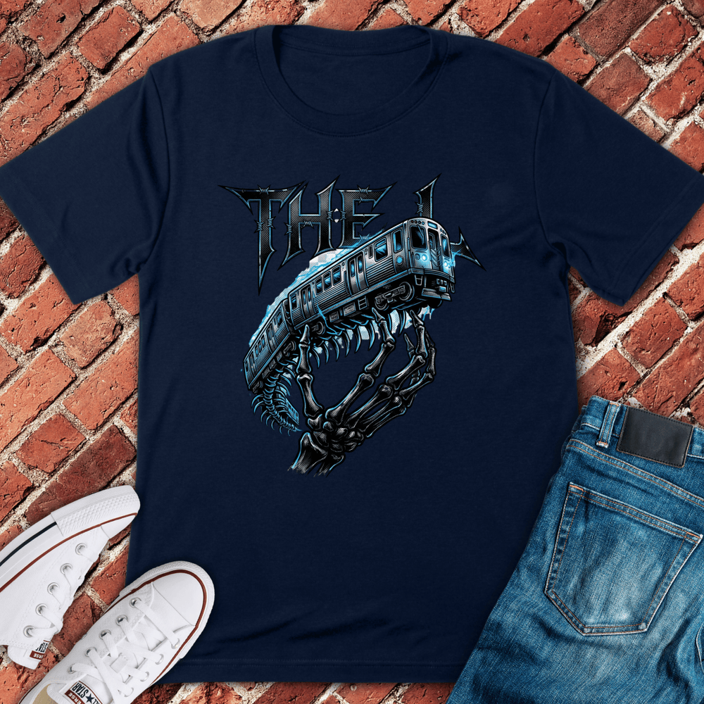 Skeleton Train T-Shirt - Navy