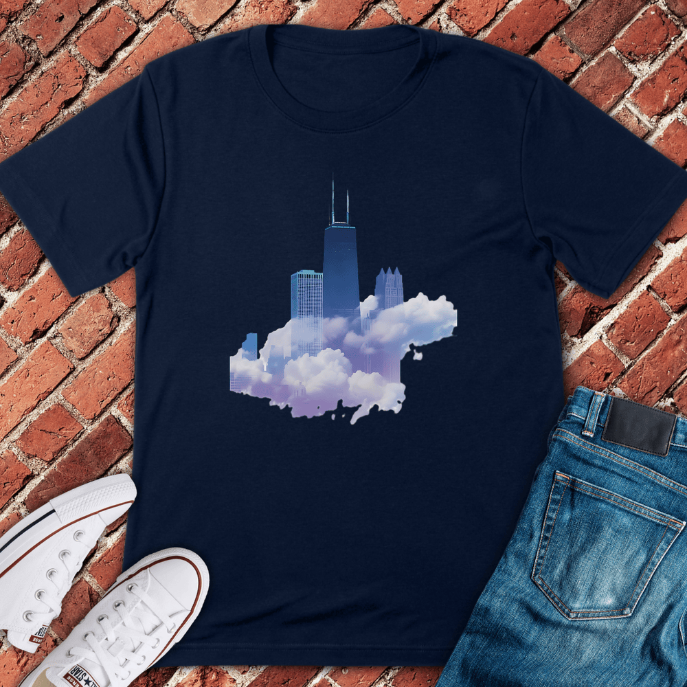 Clouds Skyline T-Shirt - Navy