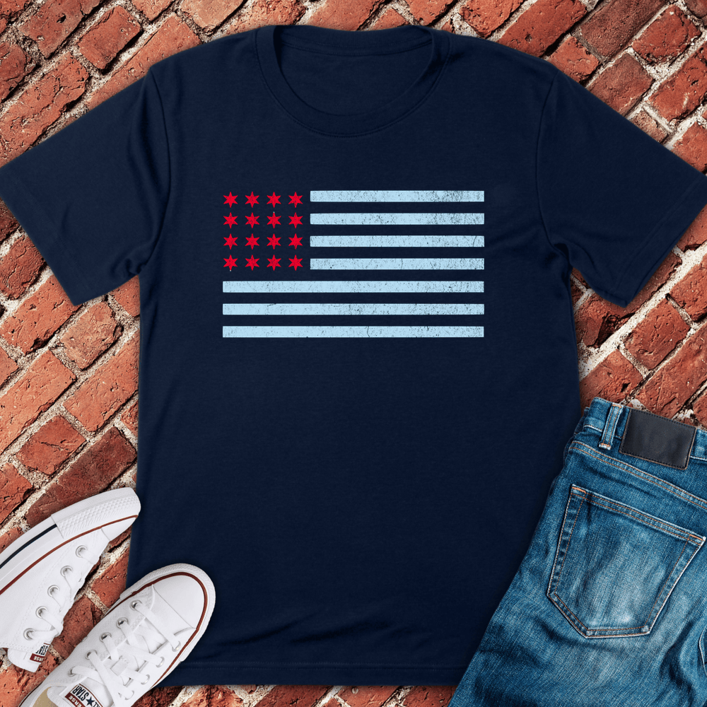 American Chicago Flag T-Shirt - Navy