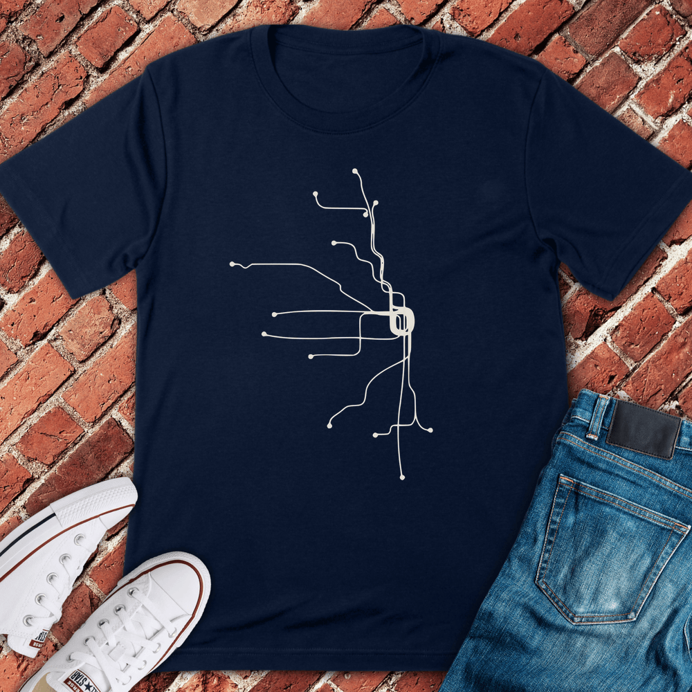 Loop Abstract Map T-Shirt - Navy