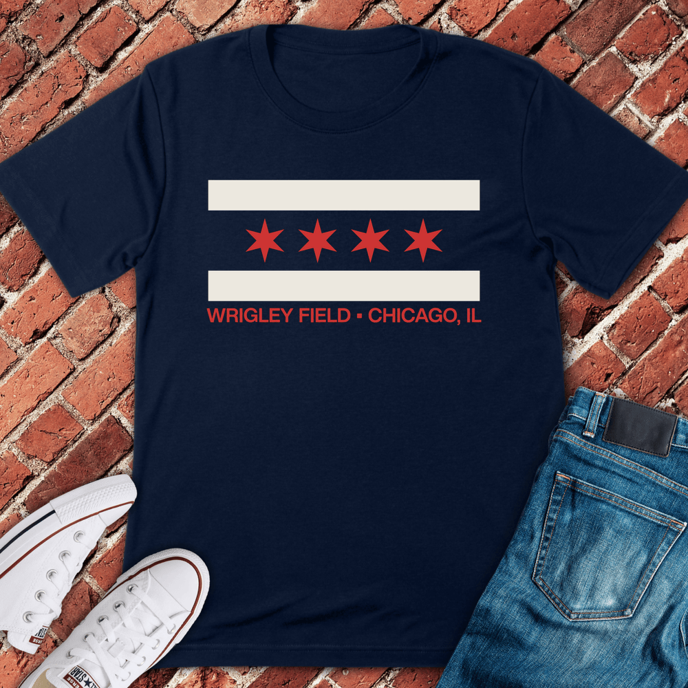 Wrigley Field Flag T-Shirt - Navy