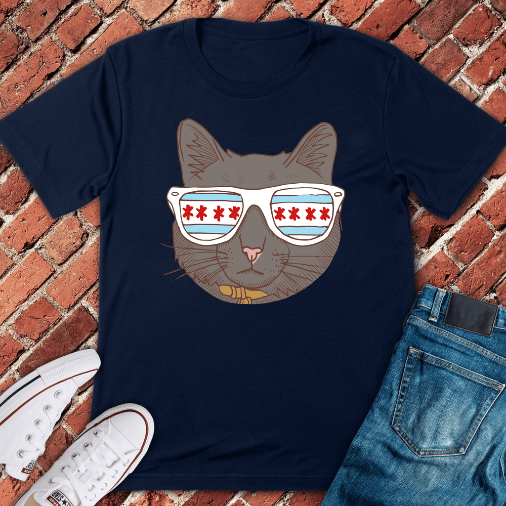 Chi Cat Shades T-Shirt - Navy