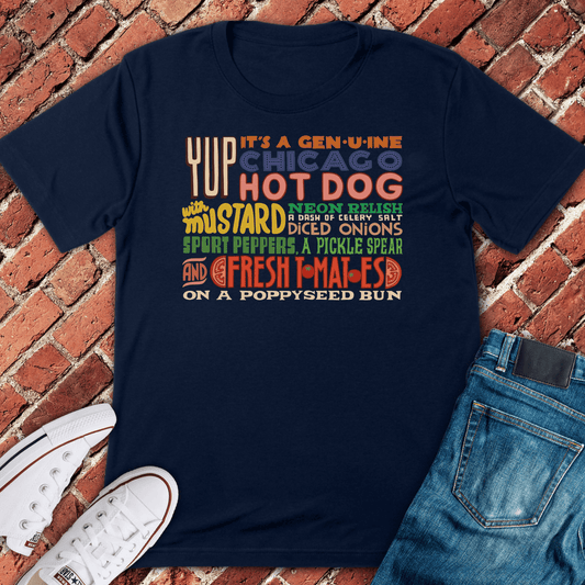 Chicago Style Dog T-Shirt - Navy