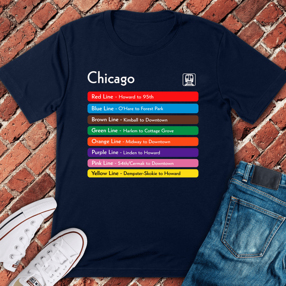 Chicago L Lines T-Shirt - Navy
