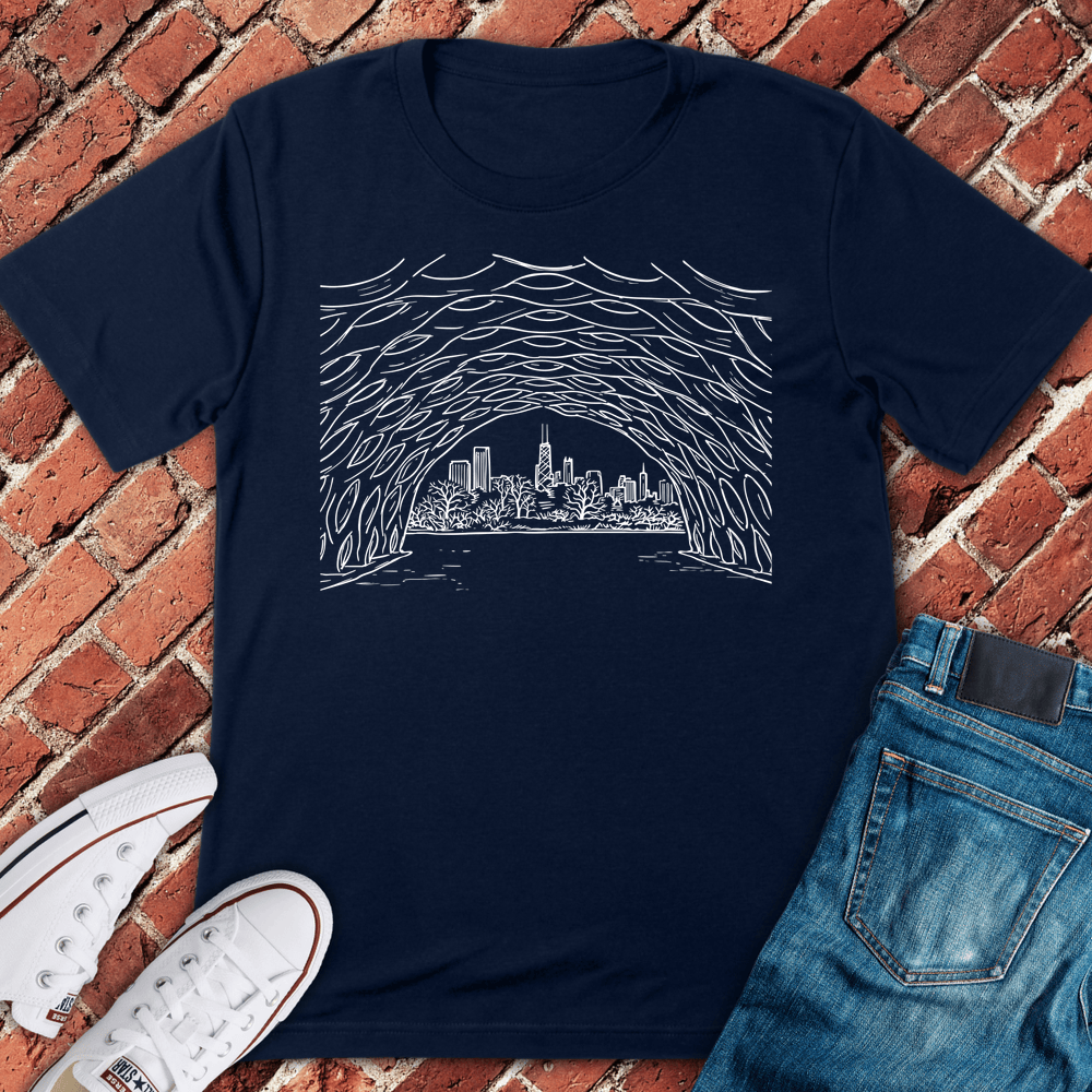 Chicago Skyline Tunnel T-Shirt - Navy