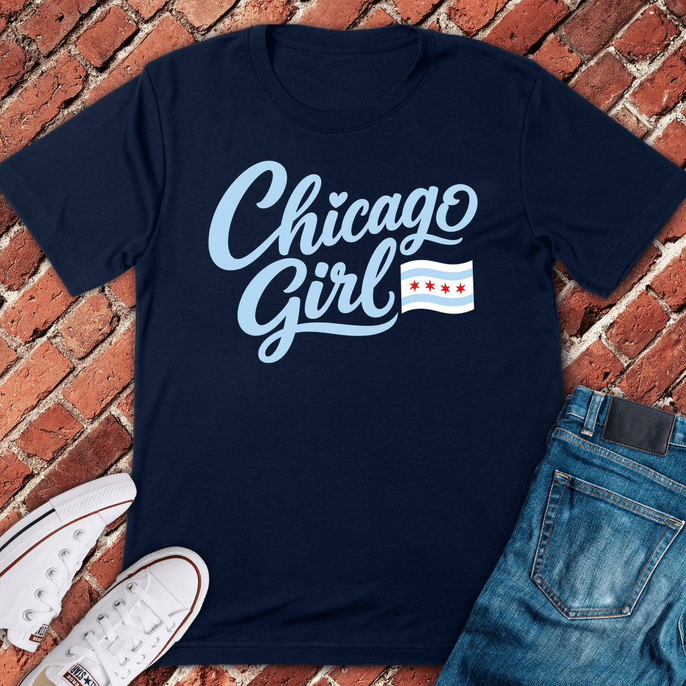 Chicago Girl Script T-Shirt - Navy