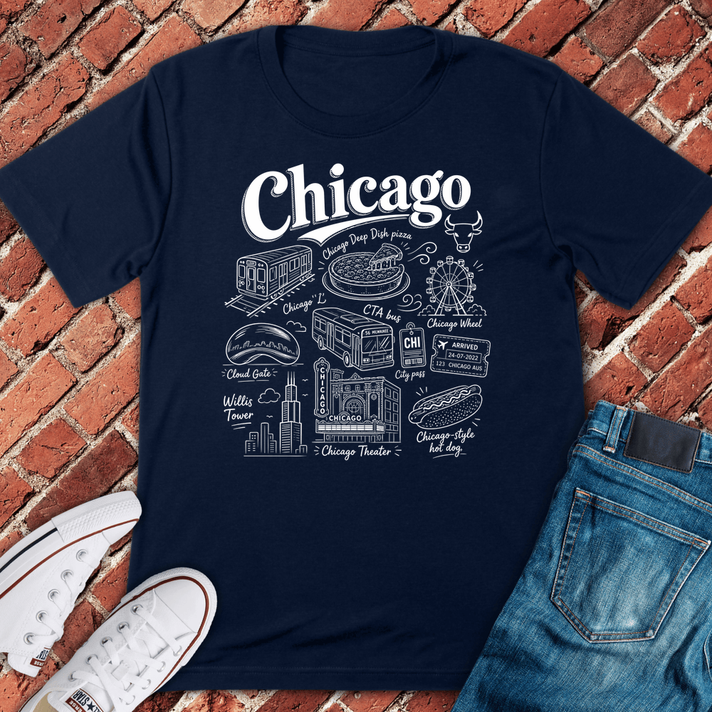 Chicago Doodles T-Shirt - Navy