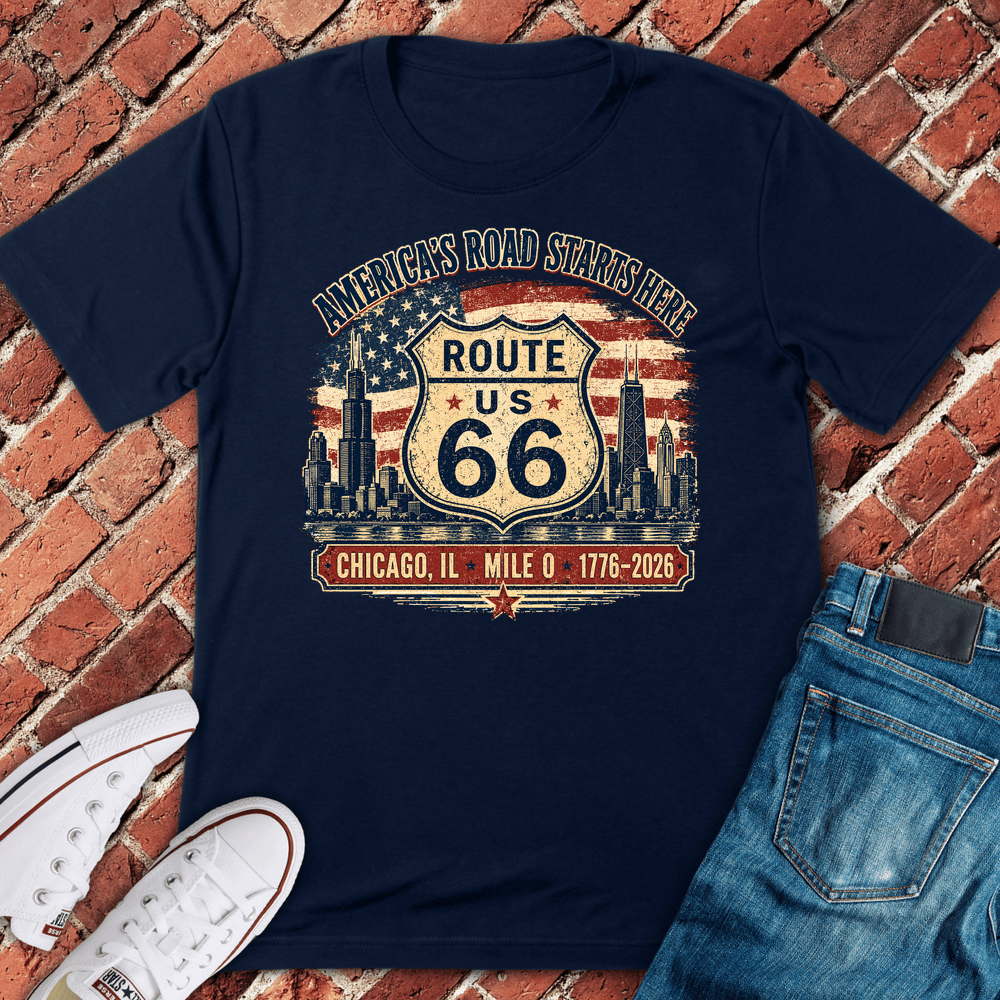 Route 66 Mile 0 T-Shirt - Navy