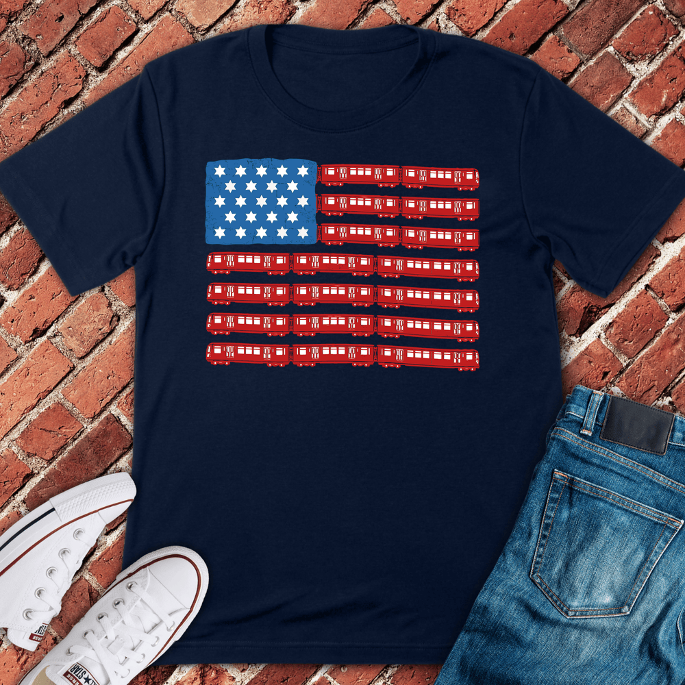 Chi Train Flag T-Shirt - Navy