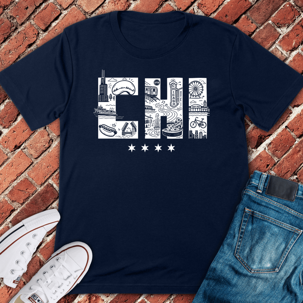 Chi City Collage T-Shirt - Navy