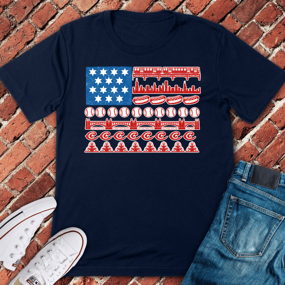 Chi Flag Icons T-Shirt - Navy