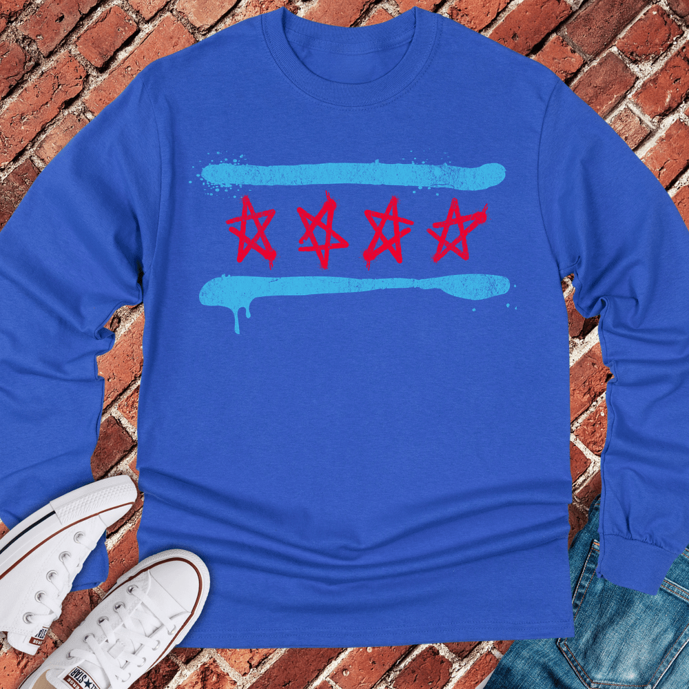 Spray Paint Flag Long Sleeve - Royal